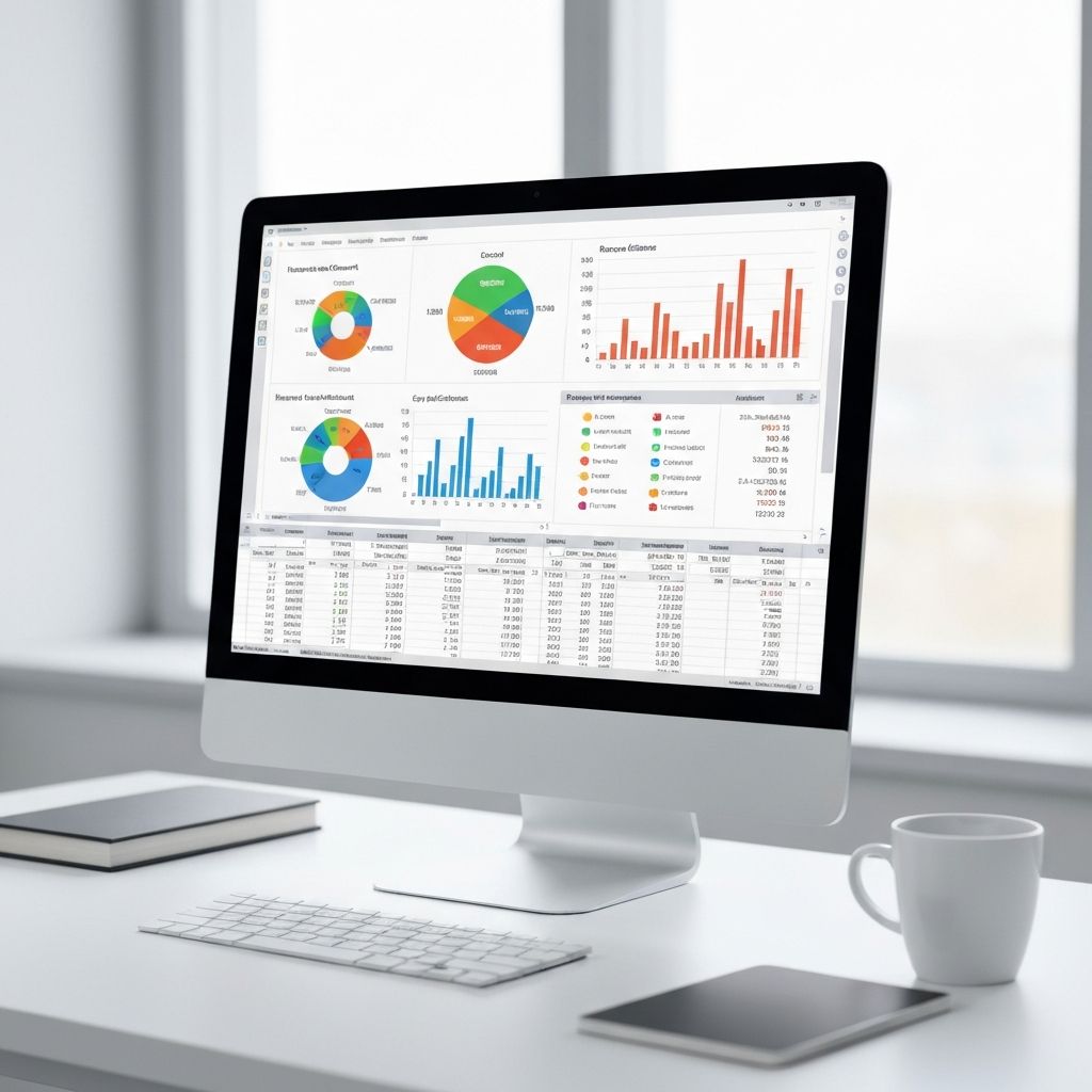 Gráficos financieros y tablas de Excel mostrando proyecciones de ingresos, costos y métricas de crecimiento en pantalla de ordenador